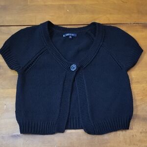 Anne Klein Black Short Sleeve Cardigan/ 100% Heavyweighted Cotton/ PP